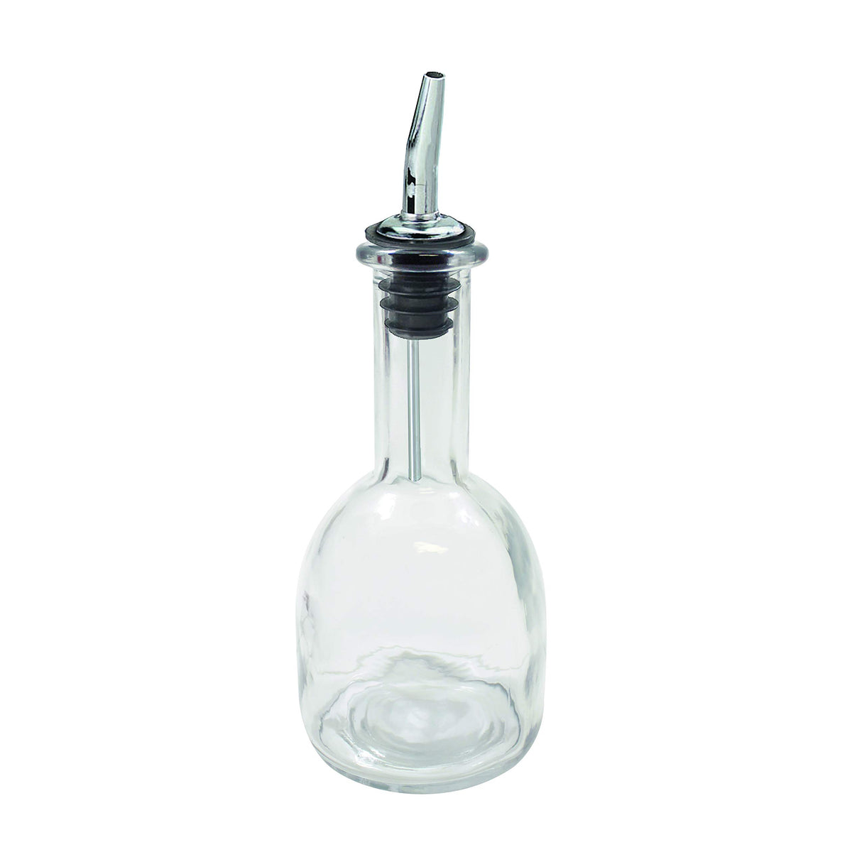 TableCraft 10404 10 oz glass bottle with stainless steel pourer for precise dispensing