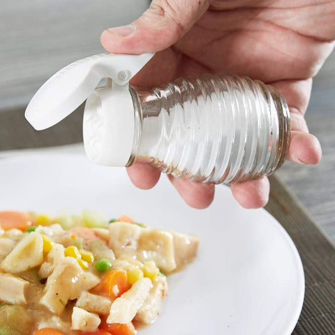 Tablecraft airtight nozzles prevent clogs, perfect for pepper on picnics.