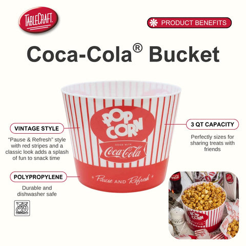 Tablecraft Coca-Cola bucket features durable plastic for everyday use.