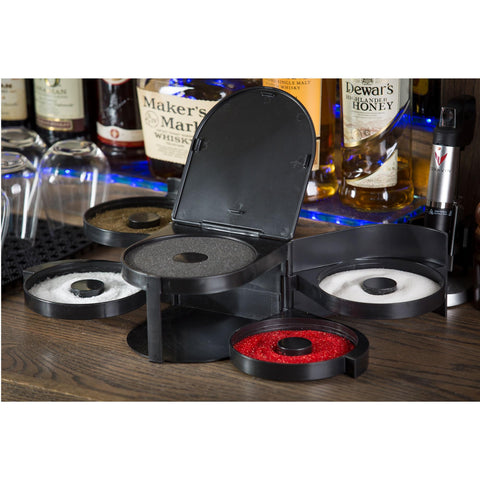Tablecraft Glass Rimming Station is dishwasher safe for quick cleanup after hosting.