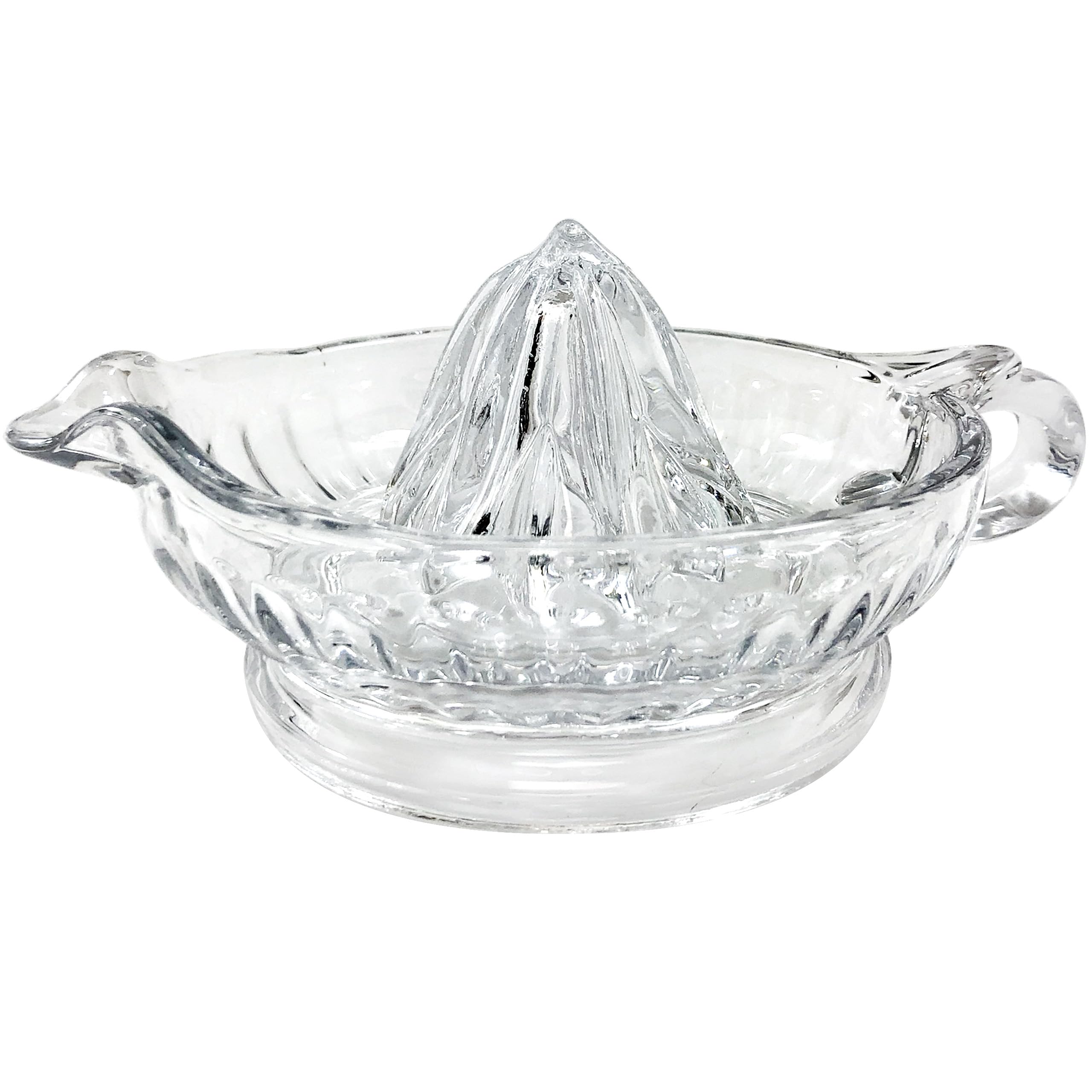 Tablecraft H223 glass juicer with handle and pour spout for easy citrus juice