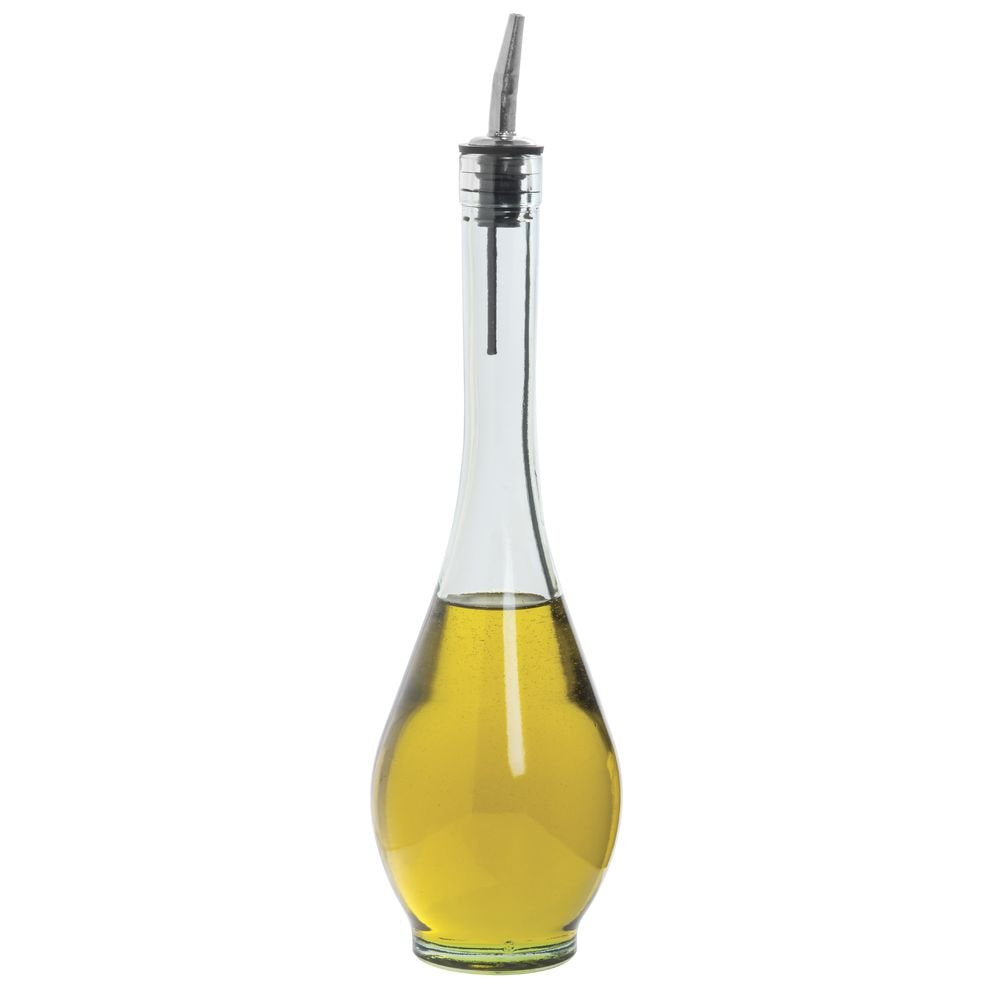 TableCraft H931 Siena bottle with stainless steel pourer for precise oil portioning at table or prep.