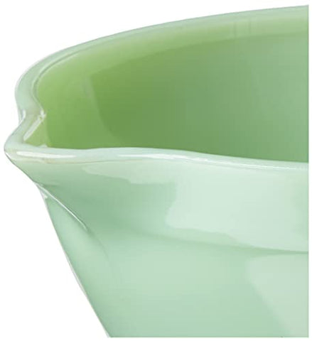 TableCraft Jadeite bowl measures 9.5 inches from spout to handle.