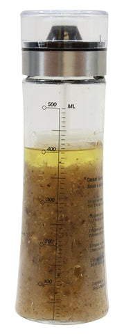 TableCraft salad dressing shaker with glass body and pour spout for precise pours