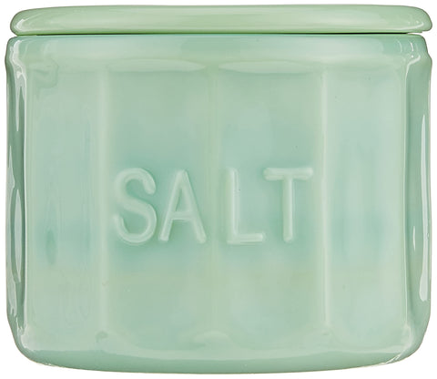 Close-up of jadeite glass texture on the Tablecraft salt cellar with lid