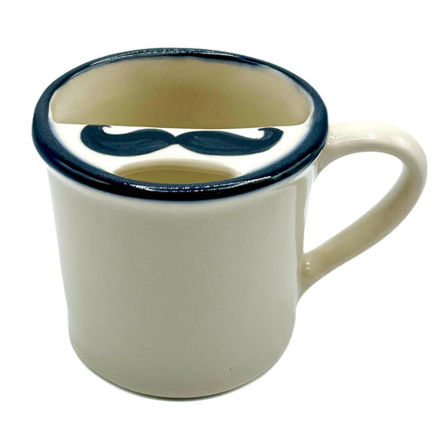 Taconic Shave mustache guard mug keeps your mustache dry while sipping hot or cold beverages.
