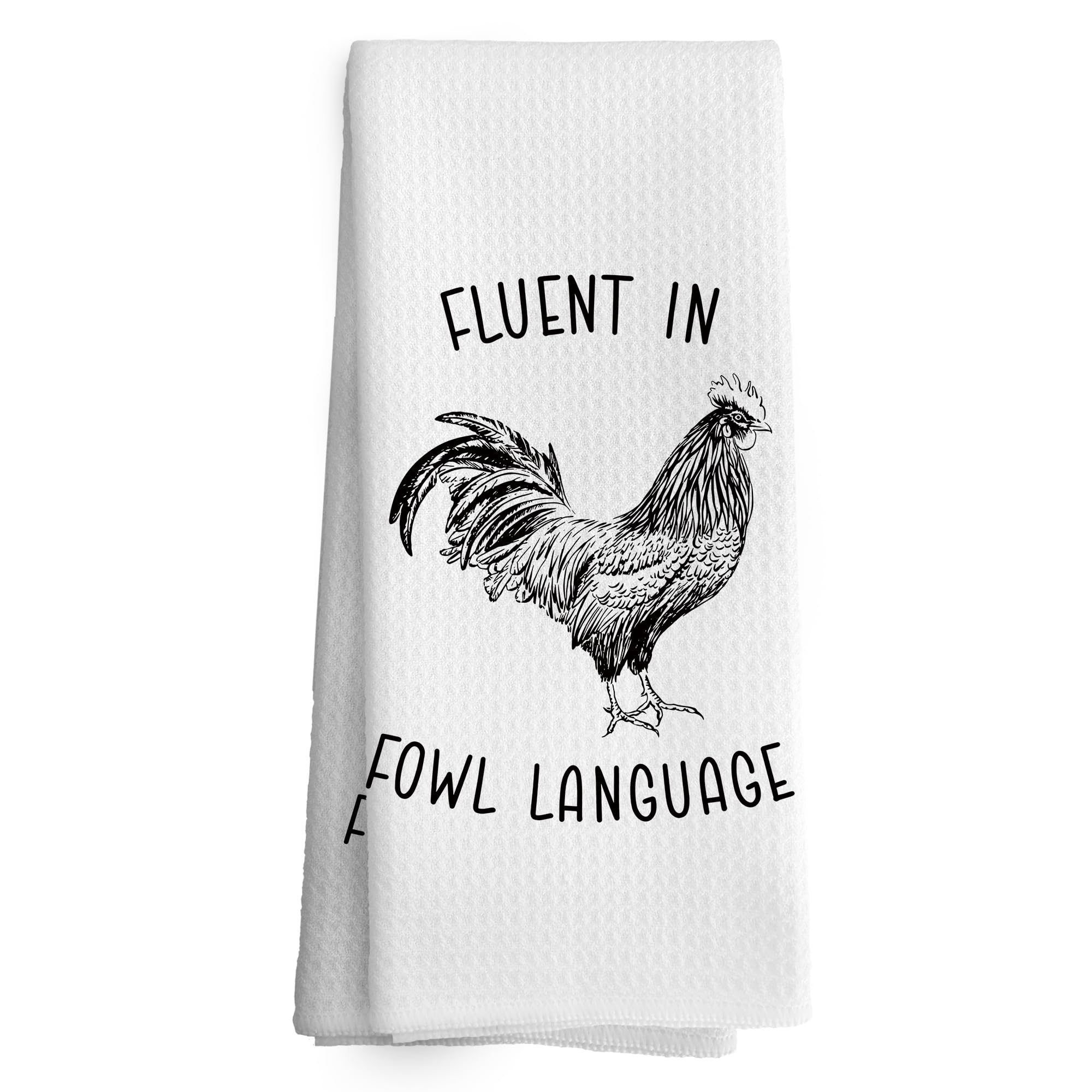 TAEDIN chicken kitchen towel with humorous sayings for stylish kitchen decor and quick cleanup.