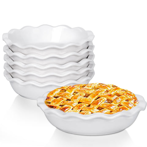 Taeochiy ceramic mini pie pan 6.5-inch white for single servings, even bake
