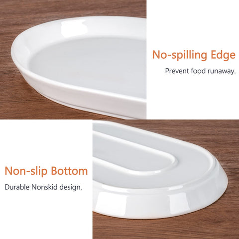 Taeochiy 12-inch oval platter white close-up for desserts and snacks.