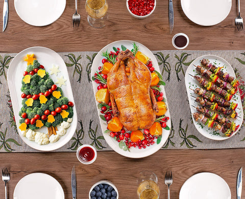 Taeochiy 14-inch oval platter white ideal for party platters and meals.