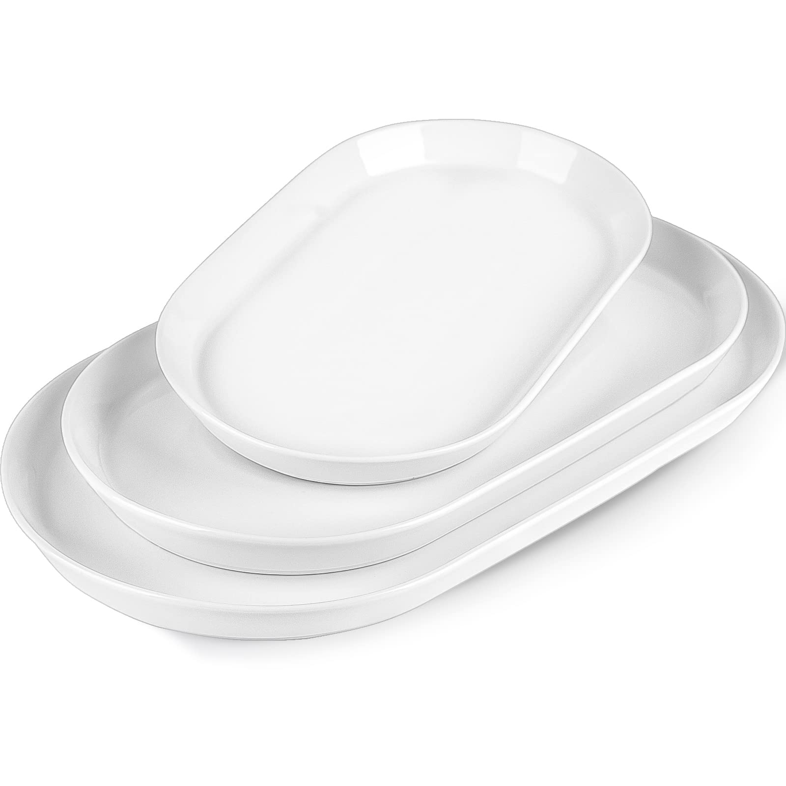 Taeochiy large oval platter 16-inch white close-up for elegant turkey presentations.