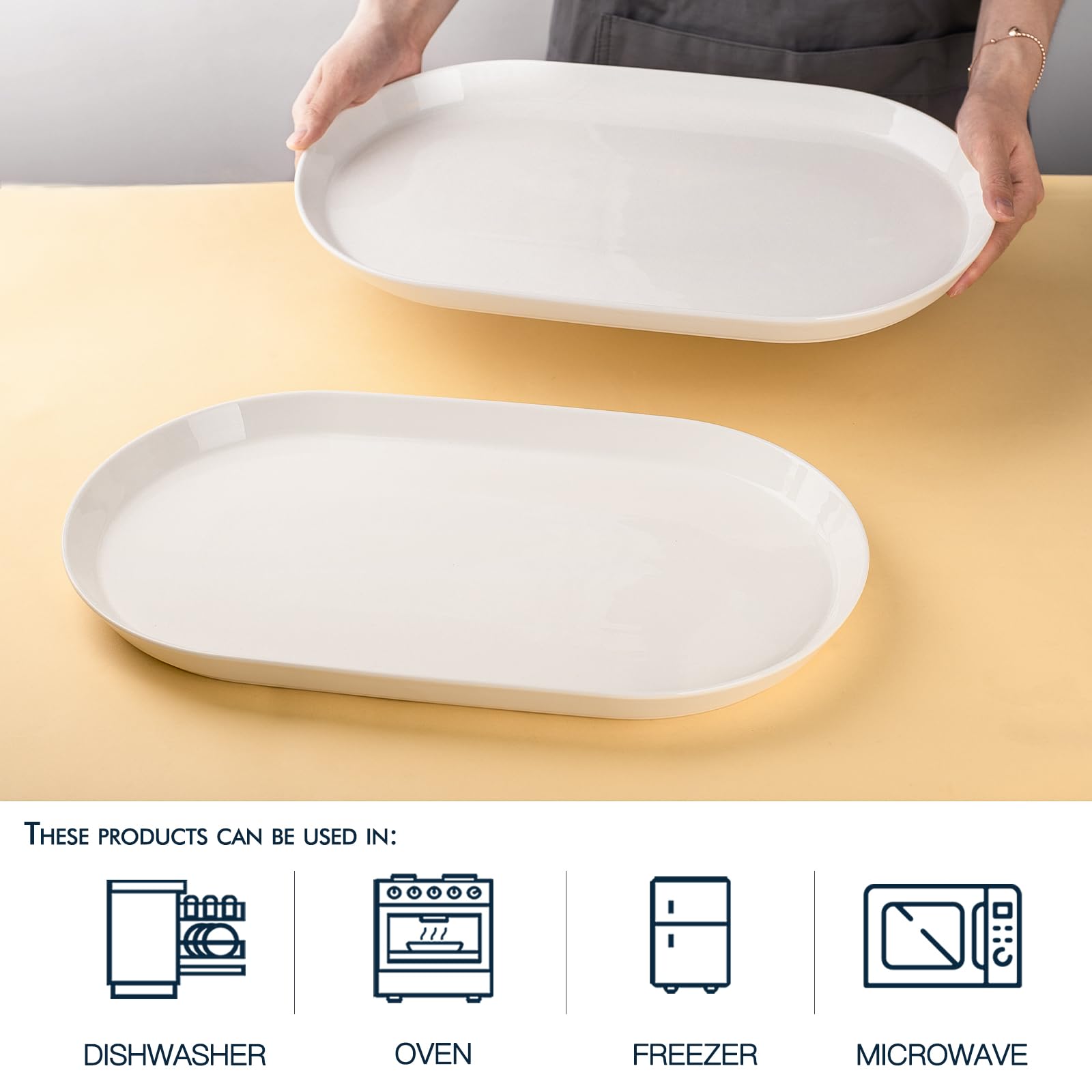 Taeochiy porcelain serving platter, dishwasher safe and durable for daily use