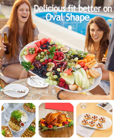 Taeochiy white serving tray stacks neatly for easy kitchen storage