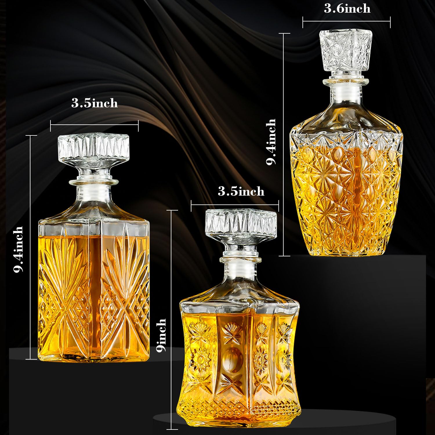 TAEYONK decanter with floral pattern showcasing crystal clarity