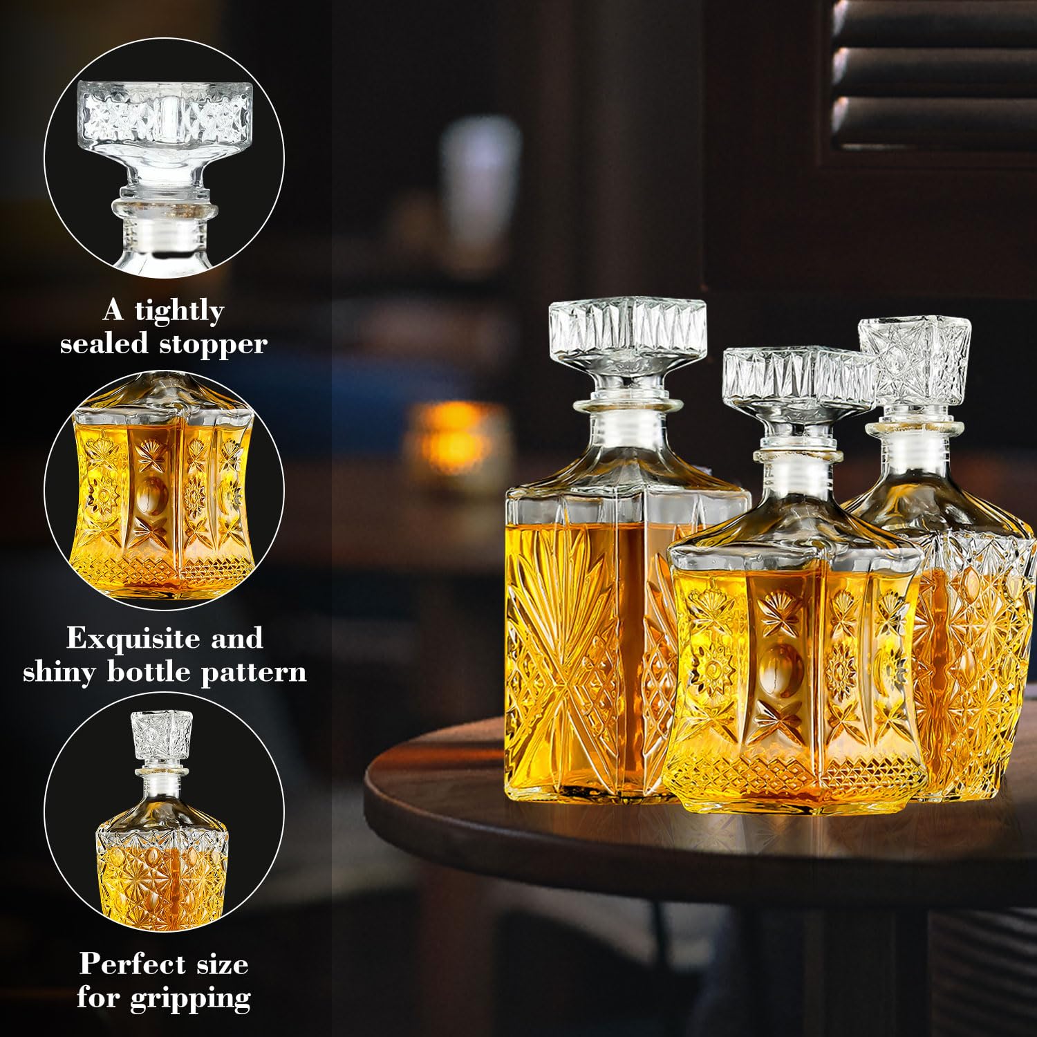 TAEYONK decanter with top-seal lid preserving freshness