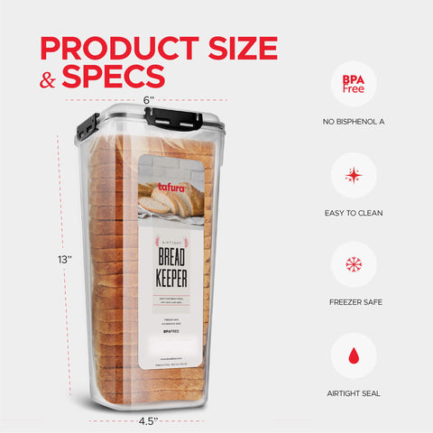Tafura bread container holds baguettes and bagels without crowding.