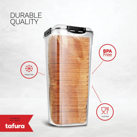 Tafura bread container 2-pack with lid open for easy loading of loaves