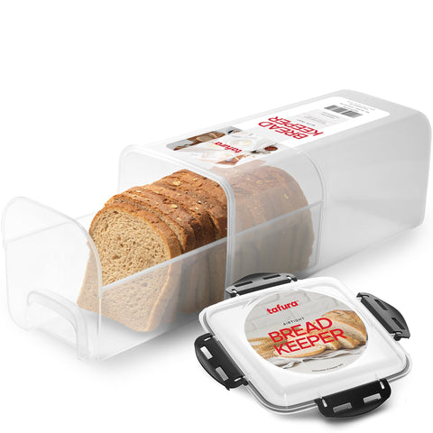 Tafura bread container with tray and airtight lid preserves loaf freshness
