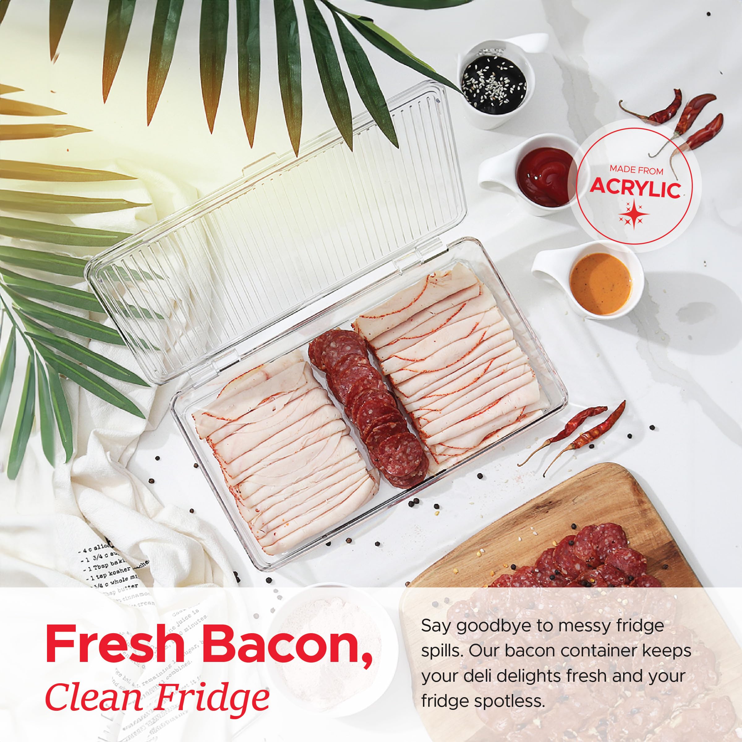 Tafura deli meat and cheese storage container neatly organizes lunch meats.