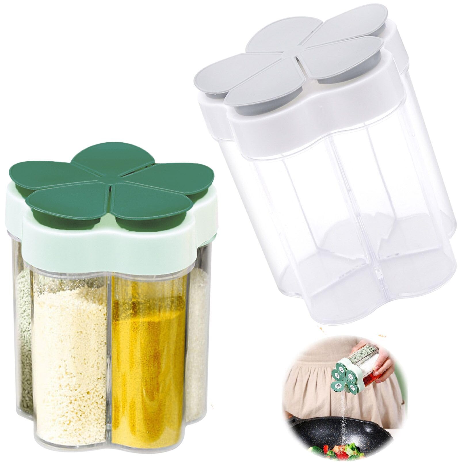 Tahonuss 5-in-1 spice container with five compartments for organized seasoning on the go.