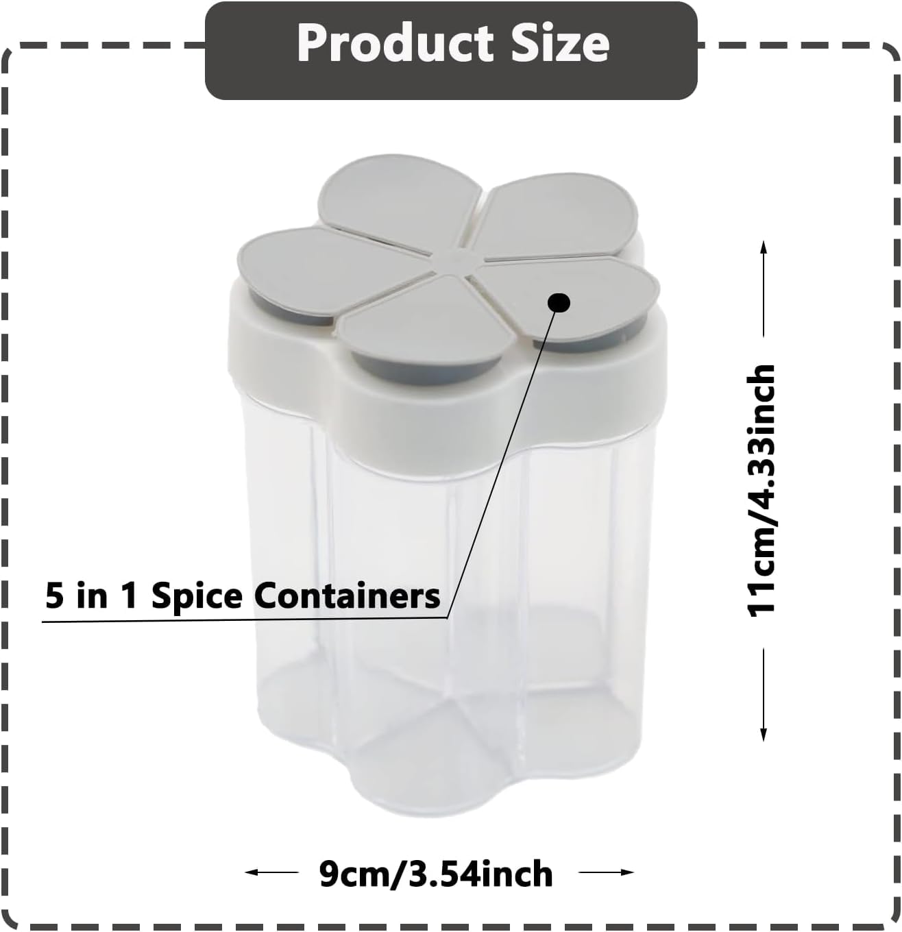 Tahonuss travel spice dispenser showing five compartments for on-the-go flavor.