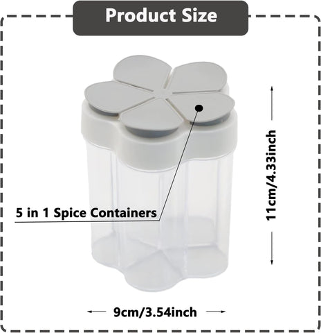 Tahonuss travel spice dispenser showing five compartments for on-the-go flavor.