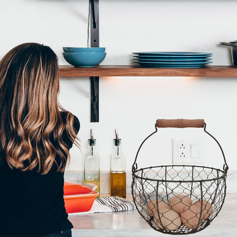 TAIANLE egg basket with handle ideal for carrying fresh eggs from coop to kitchen.