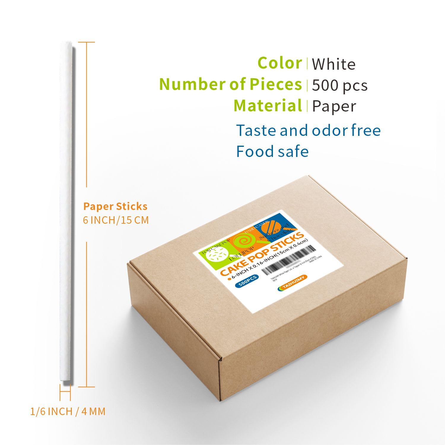 TAIHUIMY 500-count paper lollipop sticks ideal for bulk baking projects
