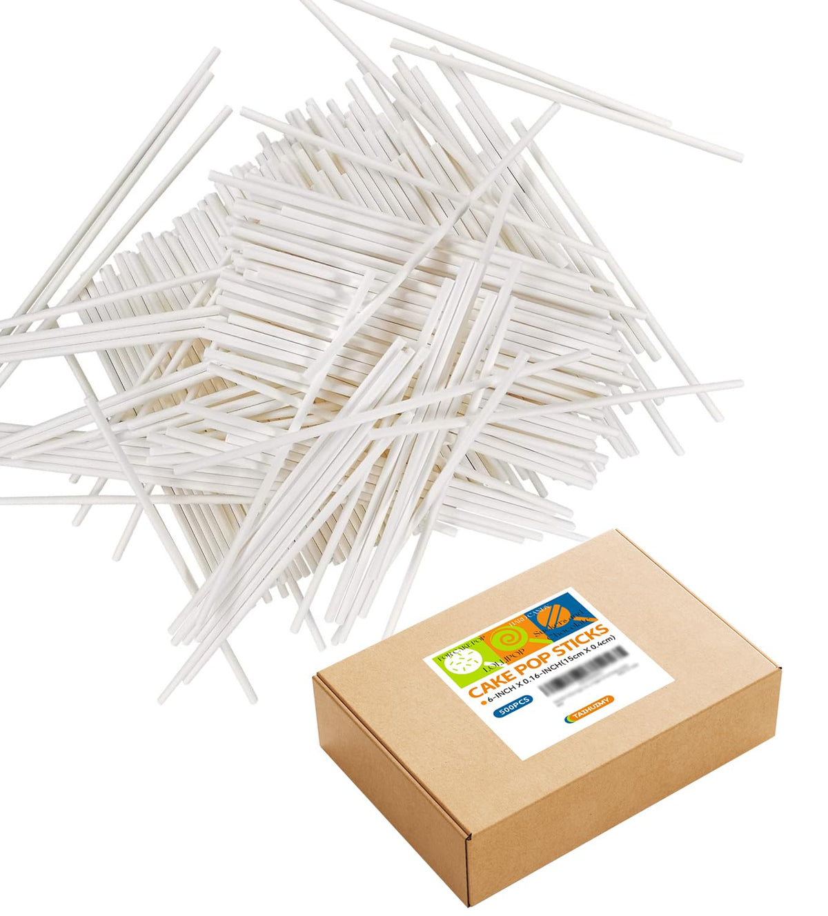 TAIHUIMY 6inch white paper cake pop sticks for sturdy, mess-free dessert assembly
