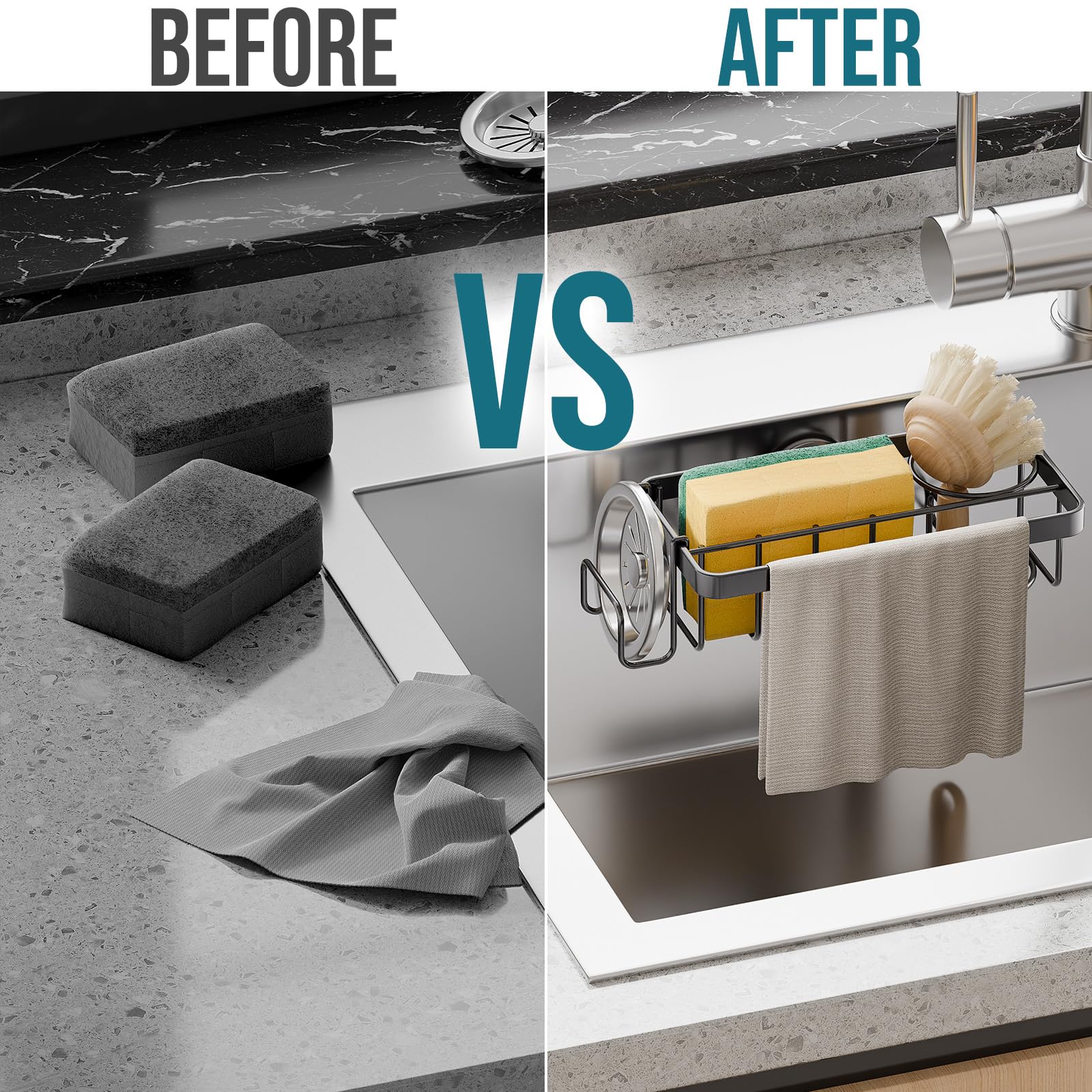 TAILI compact sink organizer fits small sinks and tight spaces