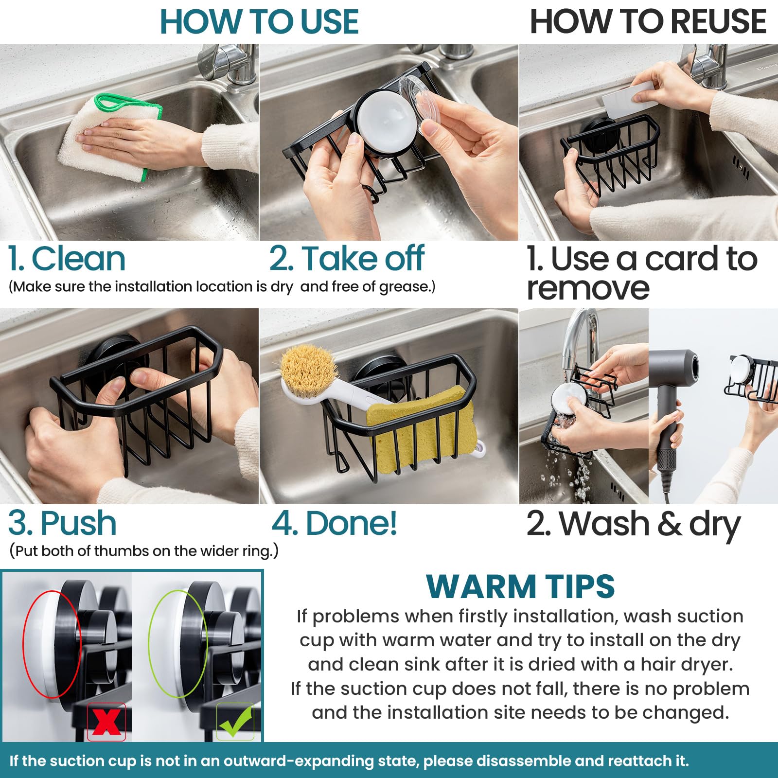 TAILI inside sink caddy removable for quick cleaning and flexible placement.