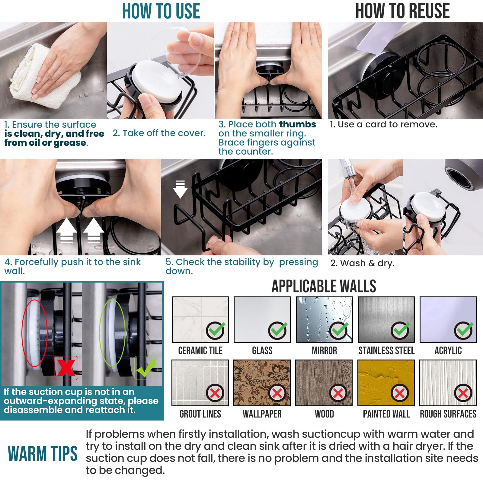 TAILI patented octopus suction cup grips glass surface securely