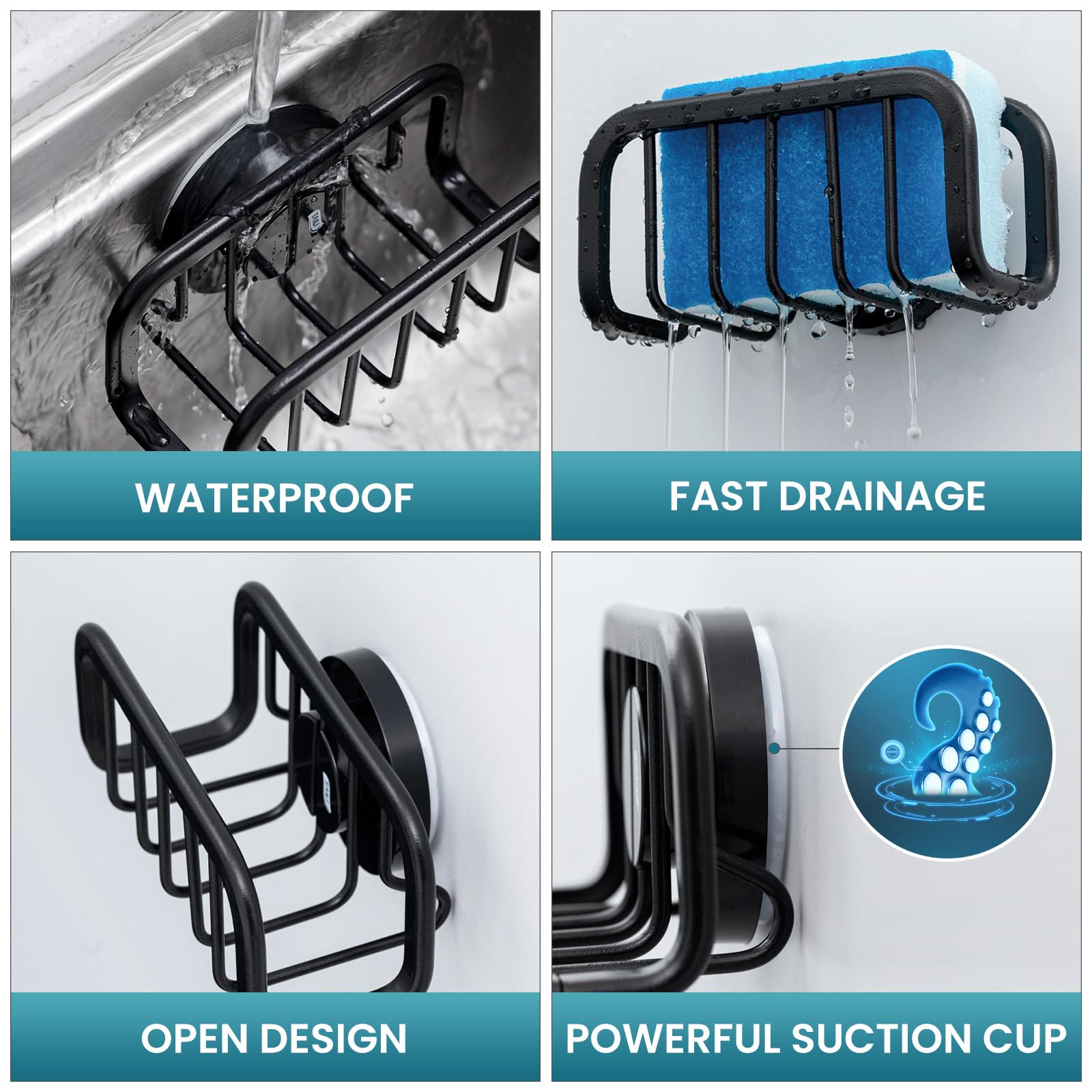 TAILI sink organizer compact space-saving design keeps sponge and scrubbers tidy