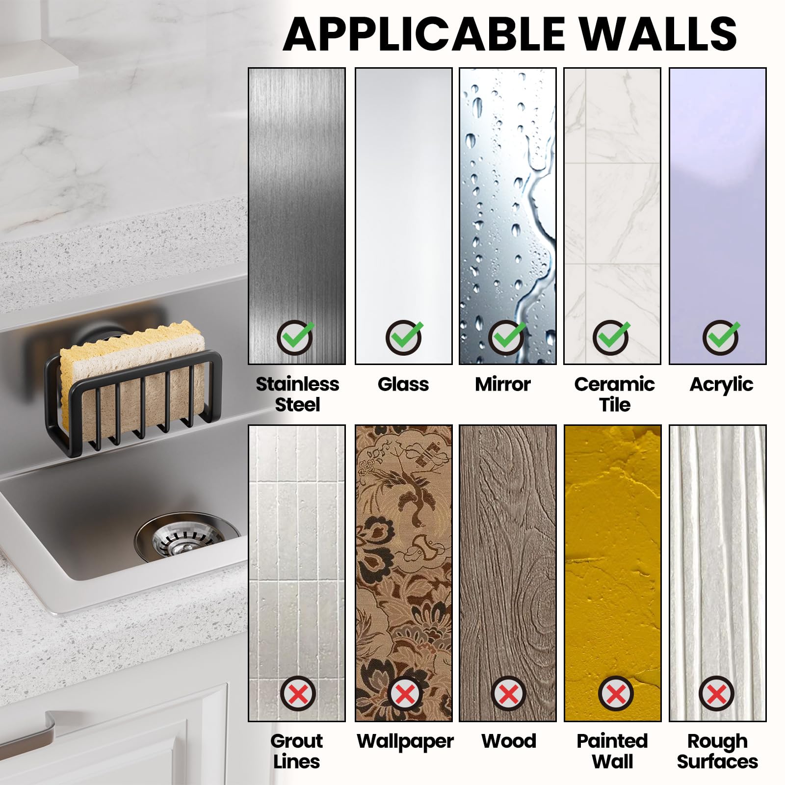 TAILI sponge holder accepts multiple items, keeping brushes, sponges, and stoppers organized