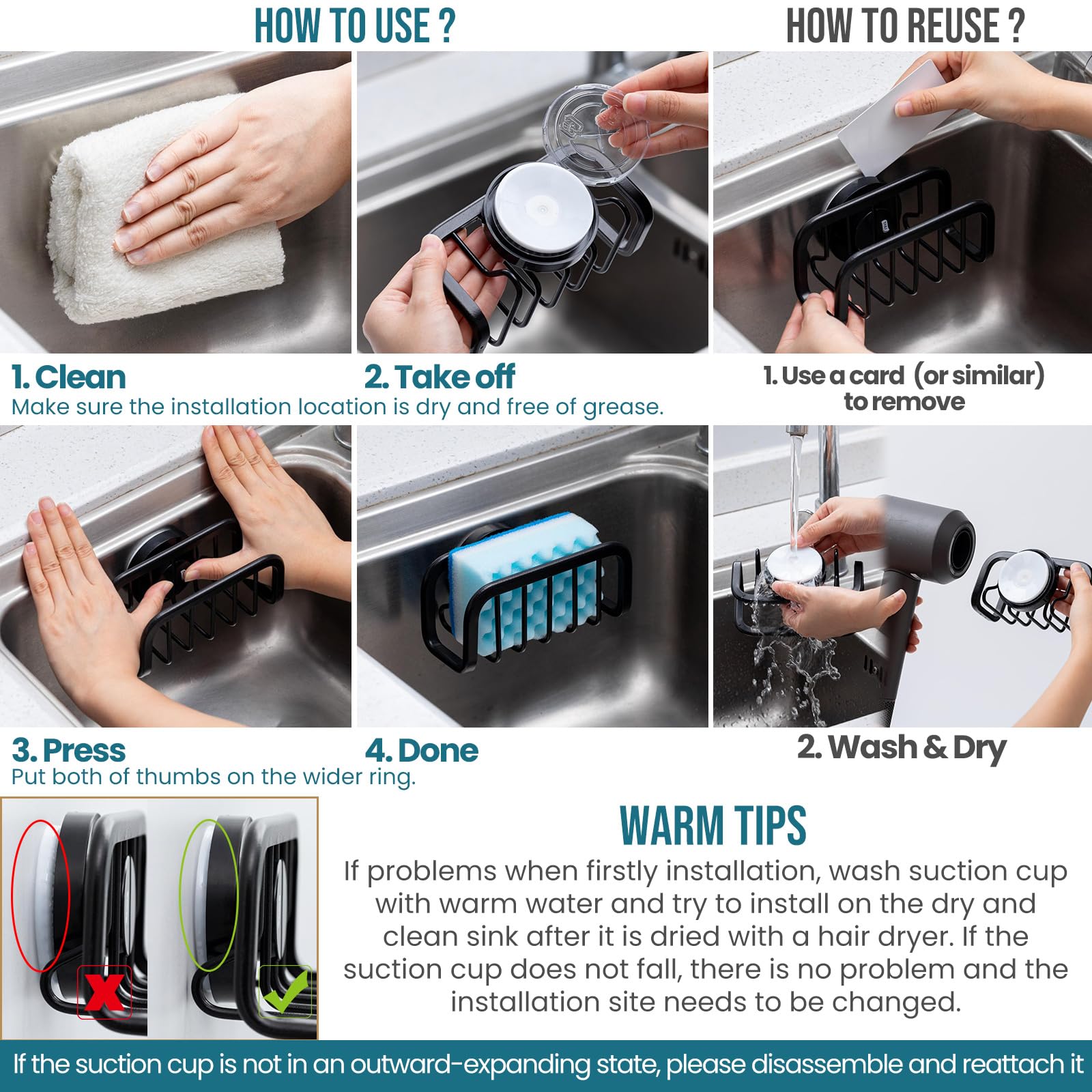 TAILI sponge holder with rustproof coating promotes long-lasting use in wet kitchens