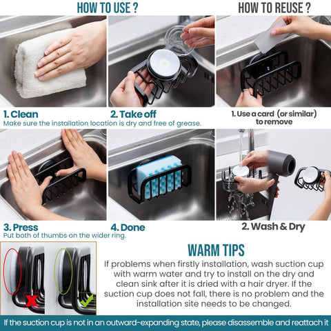 TAILI sponge holder with rustproof coating promotes long-lasting use in wet kitchens