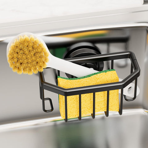 TAILI sponge holder with strong suction cup keeps sponges secure on smooth kitchen surfaces.