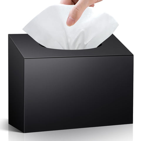 TAINESS black acrylic hand towel box mounted on a wall, front view showing clean lines.