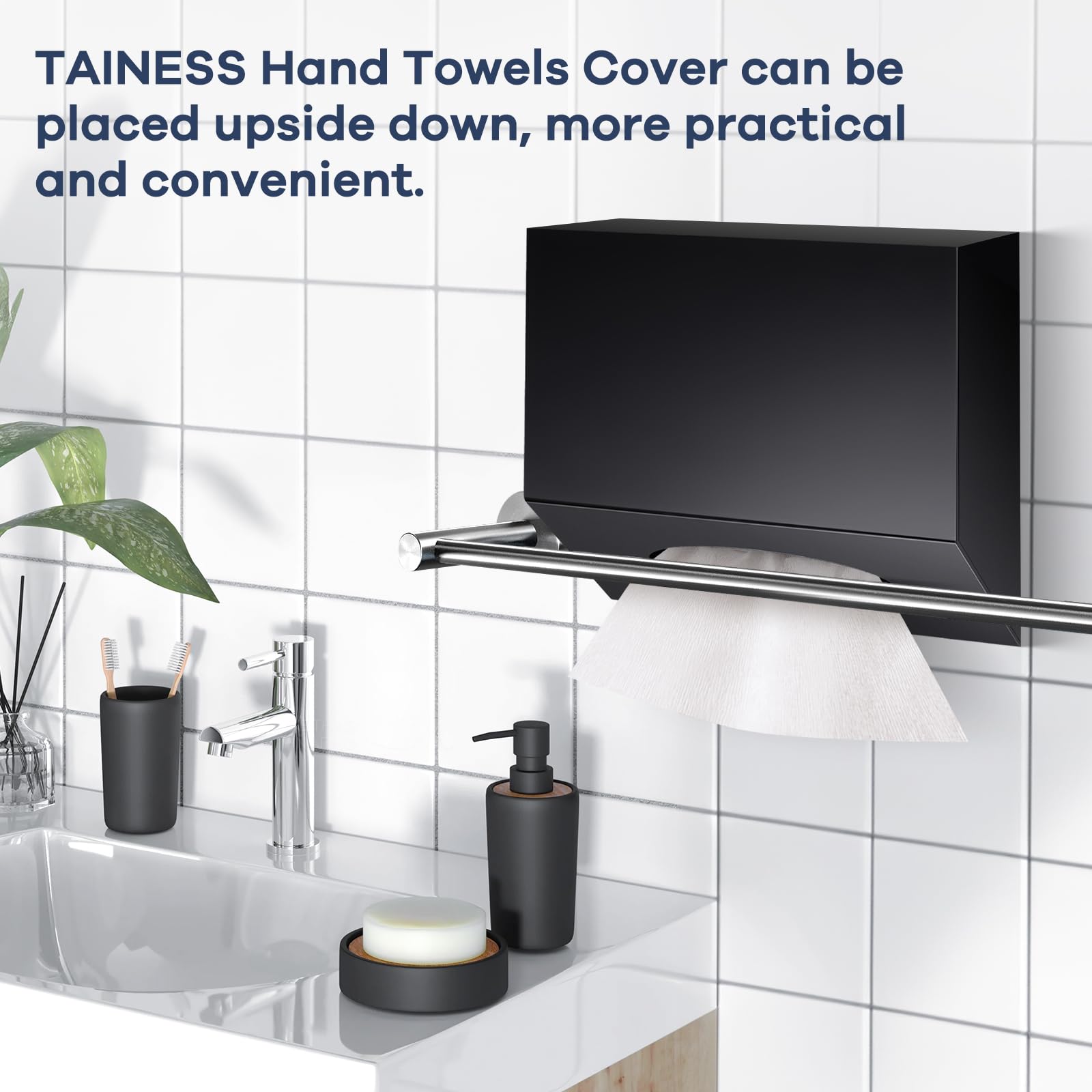 TAINESS waterproof acrylic material shown to resist bathroom moisture.