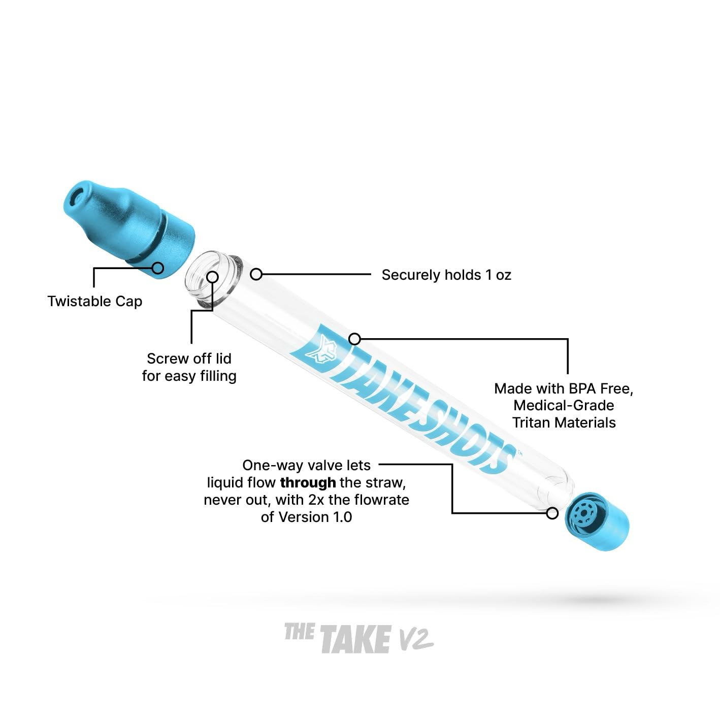 TakeShots Take V2 straw transition in a chaser delivers smoother shots
