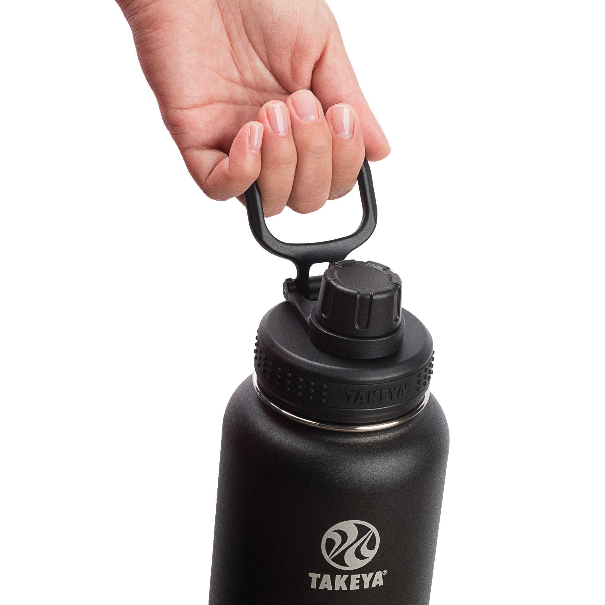 Takeya Actives bottle uses BPA-free stainless steel for safe hydration.