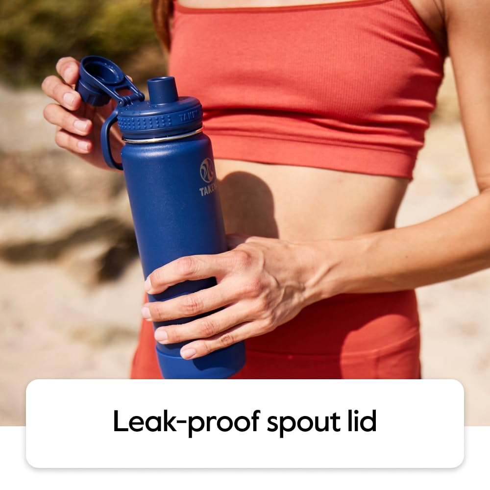 Powder-coated grip on Takeya Actives bottle improves handling when sweaty.
