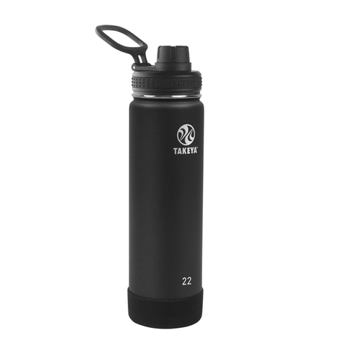 Takeya Actives bottle with spout lid demonstrates leak-proof sipping during workouts.
