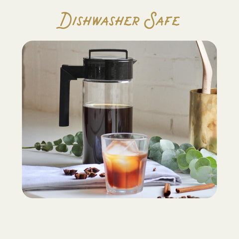 Takeya dishwasher-safe pitcher simplifies cleanup after a batch.