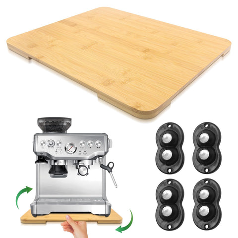 Taladad appliance slider 360-degree rotation demonstrates easy repositioning for a coffee maker.
