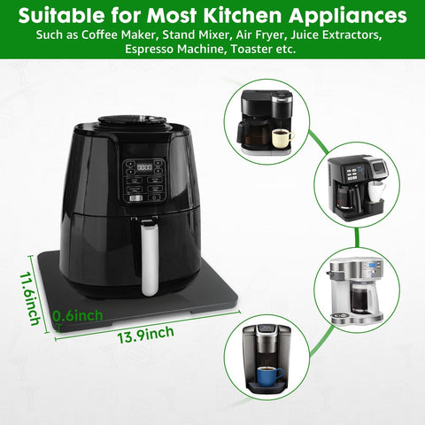 Taladad bamboo coffee maker slider tray protects countertops with sturdy support.