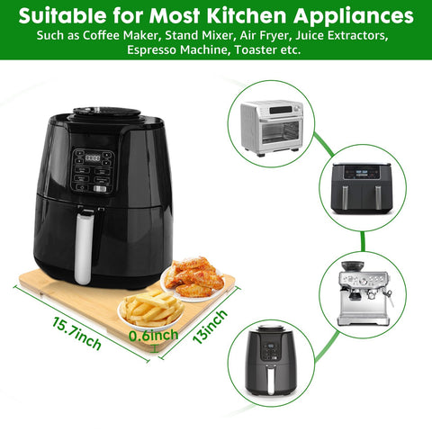 Taladad bamboo tray protects countertops while moving heavy appliances.