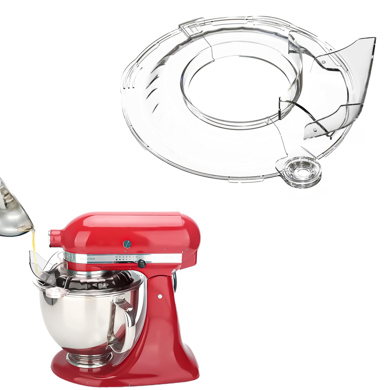 Taladad pouring shield for KitchenAid tilt-head 4.5qt reduces splashes during mixing