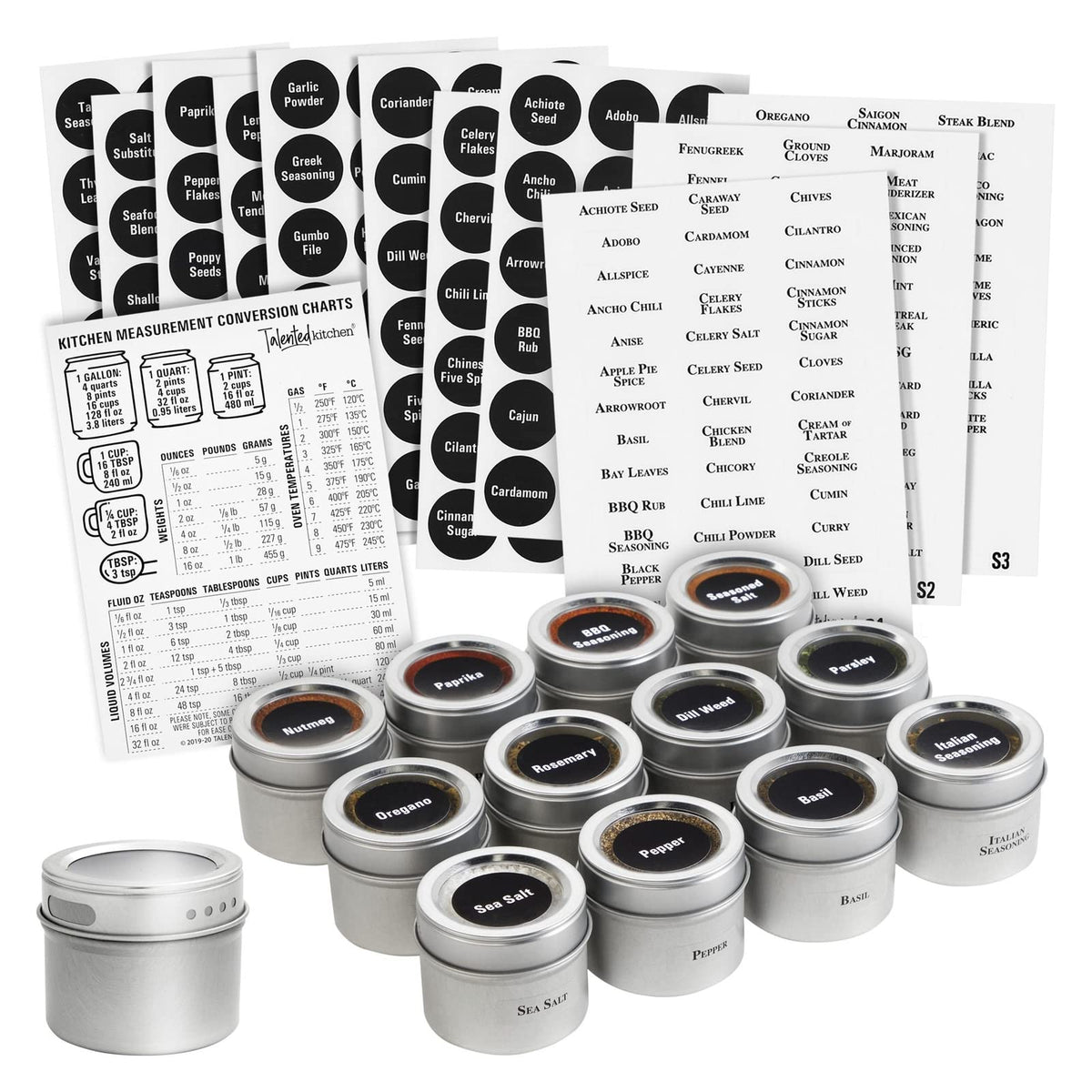 Talented Kitchen magnetic spice jar on fridge for quick, organized cooking.