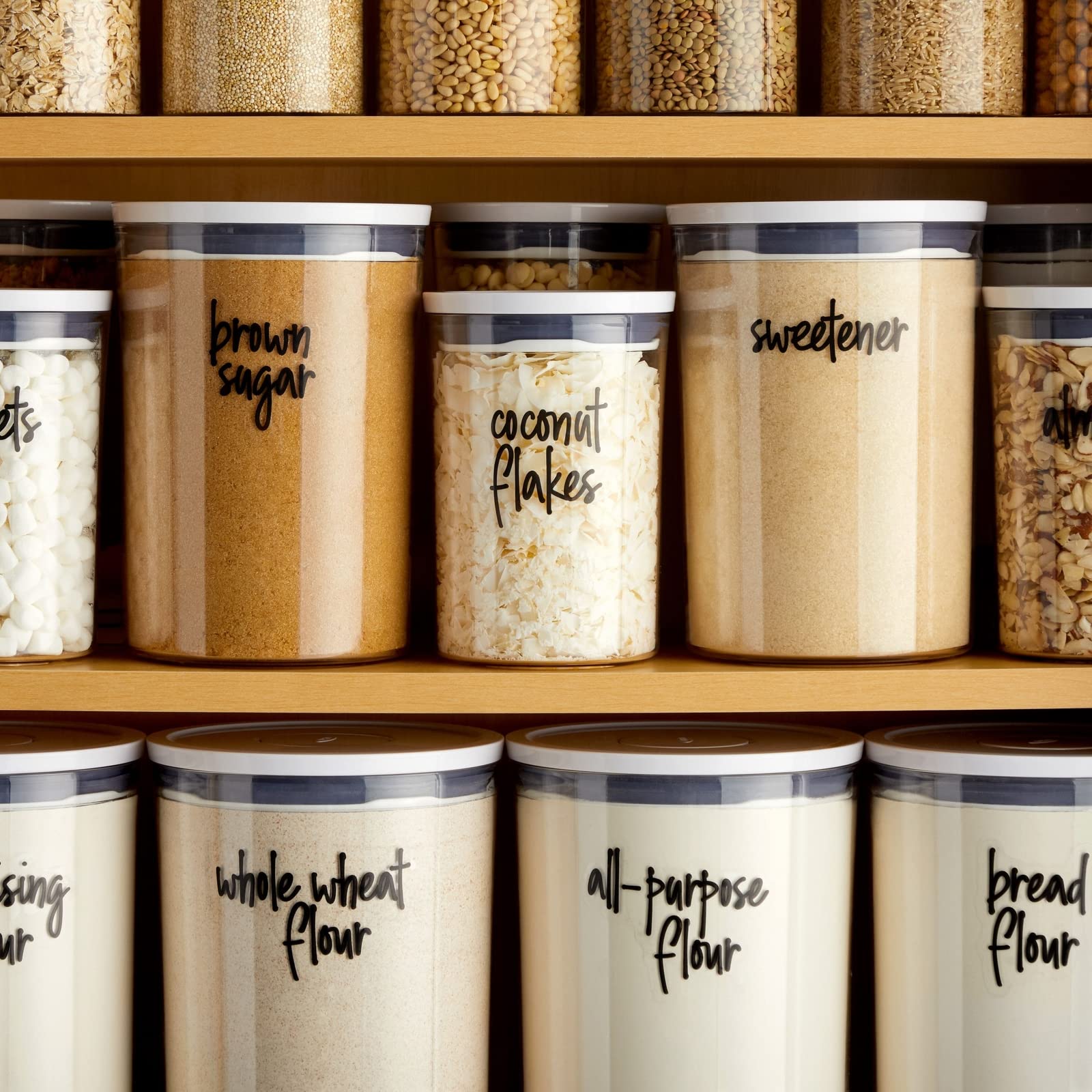 Talented Kitchen durable vinyl label resists moisture in busy pantries.